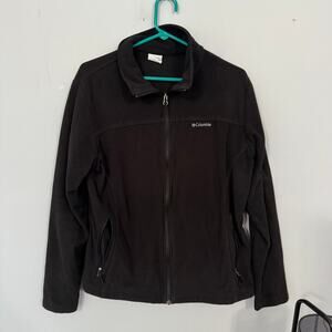 Columbia Solid Black Fleece Full Zip Jacket Women's Size XL Mediumweight Pockets